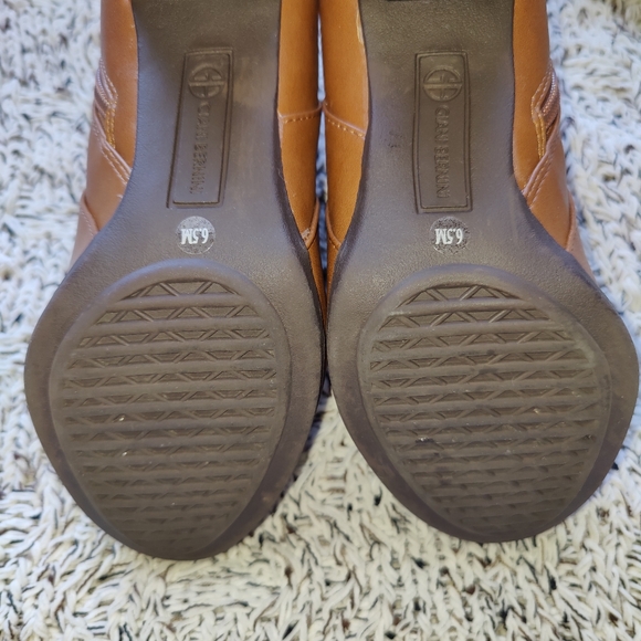GIANI BERNINI Womens Brown Logo Abalina Almond Toe Block Heel Booties 6.5 - Picture 6 of 12